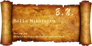 Bolla Nikoletta névjegykártya